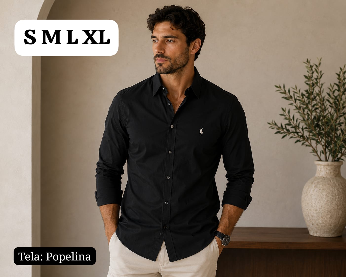 Camisa Popelina Manga Larga